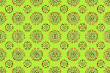 Pembe, yeşil ve kahverengi. Retro dikişsiz desenli antika akanthus..