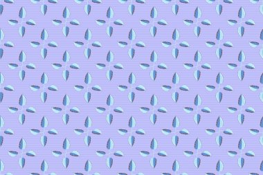 Menekşe ve mavi renkli, soyut şirin çiçekli bahar kağıdı. Raster illüstrasyonu. Çiçeksiz desen.