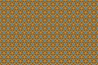 Elle boyanmış, dikişsiz çiçek deseni. Sarı, turuncu ve kahverengi çiçekli raster arkaplan.