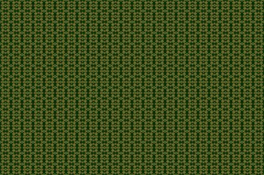 Soyut çiçekleri ve yeşil arka planda yıldızları olan altın şebeke pürüzsüz desen. Yatak örtüsü, ceket, paket tasarımı, kumaş ve moda kavramları için doğu tekstil baskısı.