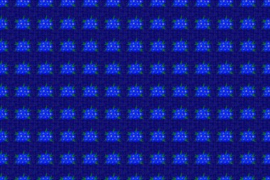 Güzel raster dokusu. Mavi arka planda şirin primula çiçekleri olan kusursuz bir desen. Bahar mahsulü çiçek arkaplanı.