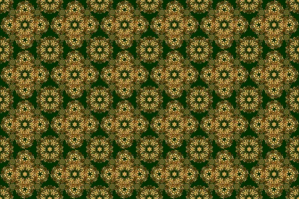 Ročník Zlatý Bezešvý Vzor Zlatý Květinový Ozdobný Brokátový Textilní Vzor — Stock fotografie