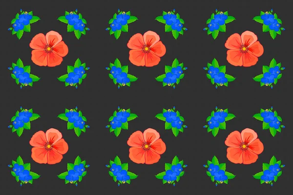 Kwiatowy Odcisk Powtarzający Się Wzór Kwiatów Hibiskusa Nowoczesny Motley Kwiatowy — Zdjęcie stockowe