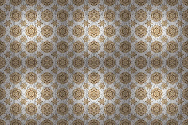 Raster illustration. Luxury ornament for wallpaper, invitation, wrapping. Royal golden seamless pattern on a background.