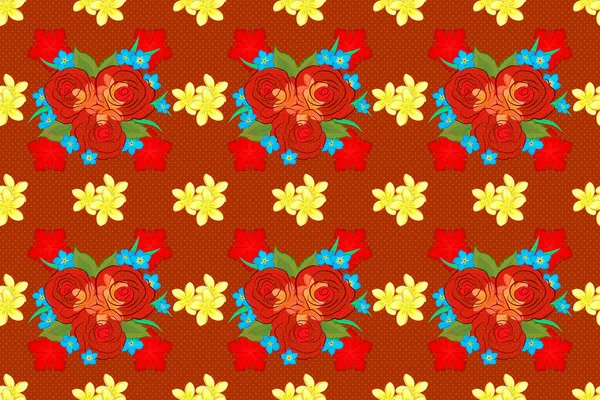 Dekoratív Virágos Háttér Virágokkal Rózsák Raszter Zökkenőmentes Minta Absztrakt Vörös — Stock Fotó