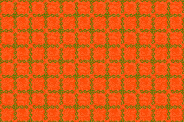 Raster Illustration Seamless Pattern Cute Flowers Orange Background — Stock Photo, Image