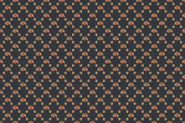 Gray Orange Green Hibiscus Seamless Background Aloha Hawaiian Shirt Raster — Stock Photo, Image
