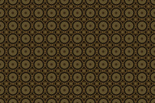 Seamless Pattern Black Backdrop Traditional Indian Style Ornamental Floral Elements — Stock Photo, Image
