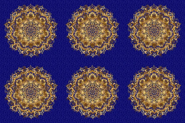 Raster Bosquejo Mandala Sobre Fondo Azul Patrón Terapia Estrés Adorno —  Fotos de Stock