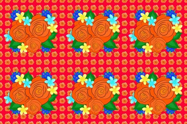 Patrón Sin Costuras Raster Elegancia Abstracta Con Flores Rosas Hojas — Foto de Stock