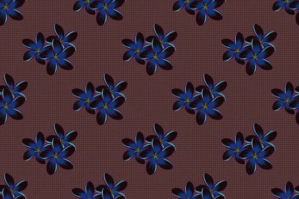 Raster Bezszwowy Wzór Tła Stylizowanymi Kwiatami Plumerii Liści Kolorze Brązowym — Zdjęcie stockowe