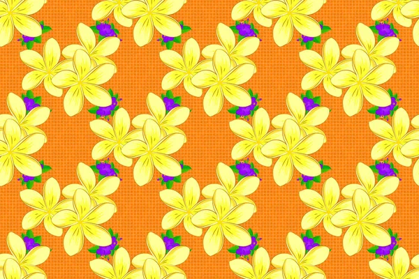 Rasterillustration Mjuk Akvarell Plumeria Blomma Tryck Sömlös Mönster Orange Bakgrund — Stockfoto