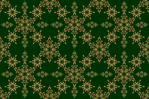 Raster Wspaniałe Koronki Stylizowane Kwiaty Paisley Arabeski Orientalne Zielonym Tle — Zdjęcie stockowe