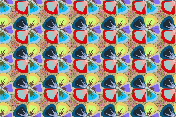 Летний Дизайн Лист Натуральный Разноцветный Узор Концепция Raster Flower Бесшовный — стоковое фото