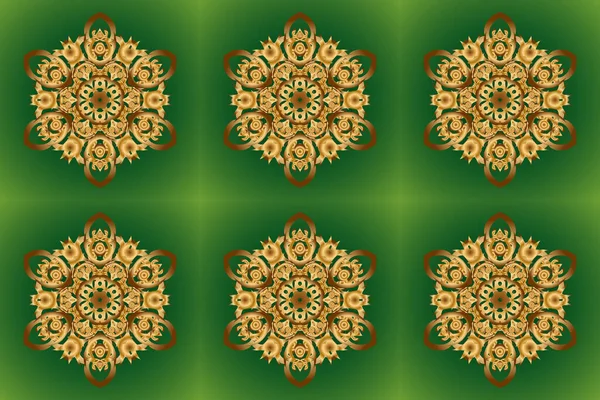 栅格建筑穆斯林纹理设计 伊斯兰黄金曼陀罗圆形装饰绿色背景 可用于小册子邀请函 波斯主题 — 图库照片