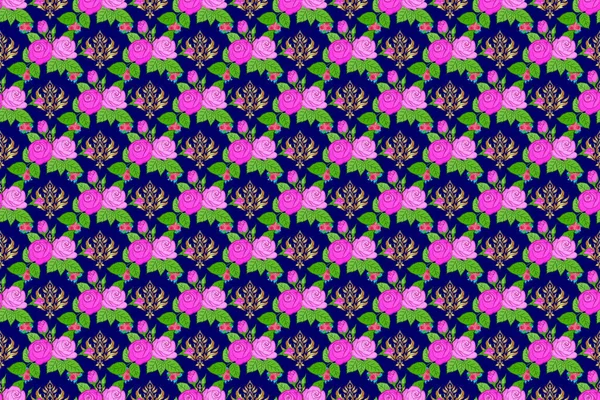 Sömlös Konsistens Blommig Prydnad Rosa Och Blå Färger Optisk Illusion — Stockfoto