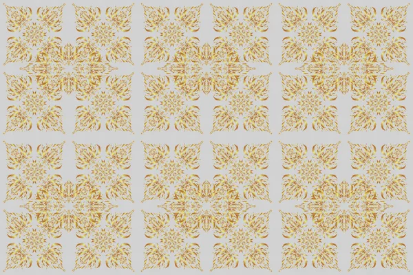 Traditional floral decor. Raster ornate elements for design. Decorative golden seamless pattern on a gray background. Ornamental pattern for invitations, greeting cards, wrapping.