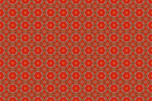 Royal wallpaper with abstract flowers. Raster stylish ornament. Damask seamless floral pattern in orange, pink and red colors.