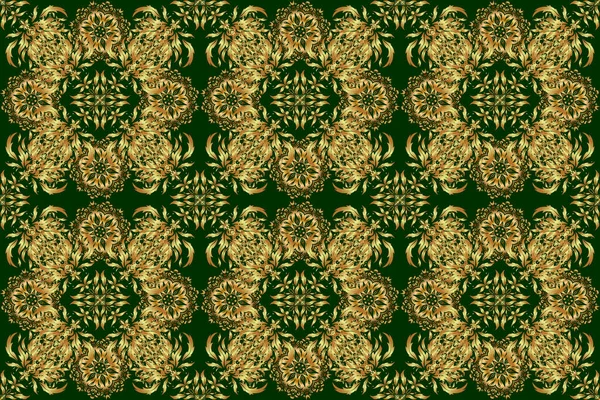 ラスターイラスト 緑の背景に装飾的なデザイン要素Filigree書道 ヴィンテージのバロック装飾 レトロなシームレスなパターンアンティークスタイルのアカンサス — ストック写真
