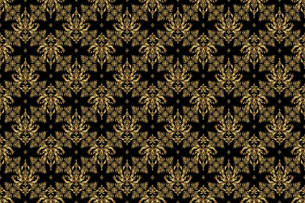 东方黄金黑色背景 伊斯兰卡背景 东方风格的金格 用于设计的栅格无缝元件 — 图库照片
