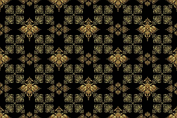 Modèle Noir Doré Oriental Raster Motif Classique Modèle Abstrait Sans — Photo