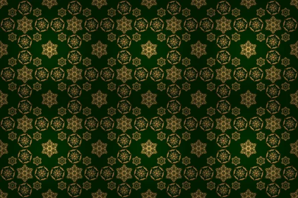 Vintage design in a and golden colors. Raster seamless pattern on a background. Damask elegant wallpaper.