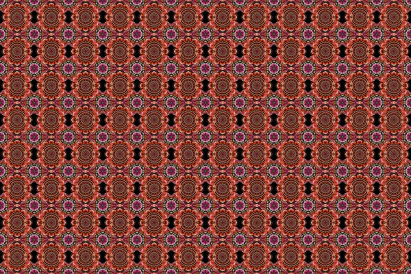 Seamless Abstract Tribal Pattern Orange Brown Pink Colors Hand Drawn — Stock Photo, Image