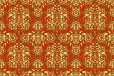 Kahverengi arka plandaki altın elementlerin dokusu. Raster altın pürüzsüz desen.