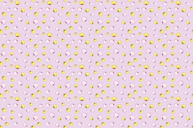 Moda modası geçmiş, biçimlendirilmemiş model. Mor, pembe ve sarı domatesler.