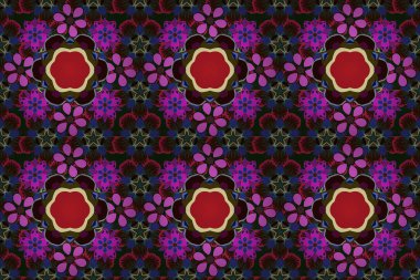 Şatafatlı, pürüzsüz gri, mor ve kahverengi desenli, stilize dalgalı süslemeler. Raster illüstrasyonu.