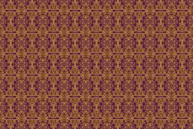 Mor bir arka planda kusursuz raster altın elementler deseni.