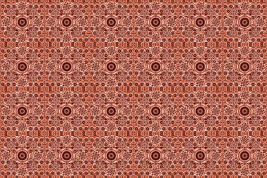 Turuncu, kahverengi ve pembe soyut çiçek süsü, soyut dekoratif elementlerin pürüzsüz deseni..