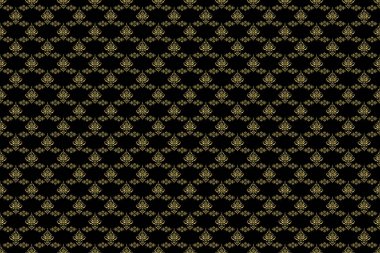 İslami doğuya özgü pürüzsüz desen. Müslüman, Doğu süsü, Hint süsü, İran motifi. Duvar kağıdı, pankart, ambalaj, düğün kartı olarak kullanılabilir. Siyah arkaplanda soyut altın çember süslemesi