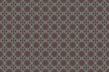 Doğulu tarzı. El çizimi çizimi. Kumaş, duvar kağıdı, arkaplan, davetiye, ambalaj ve kitap kapakları için tasarım. Damask, mavi ve pembe renklerde kusursuz desen. Raster vintage süsü..