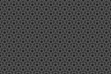 Beyaz ve siyah geometrik hatları kusursuz desen. Lüks, soyut raster siluet elementleriyle biçimlendirilmiş desen..