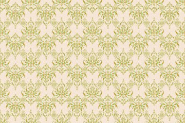 Ikat damaske desensiz arkaplan fayansı bej, sarı ve yeşil renklerde.