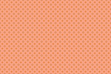 Pembe ve turuncu dairesel mandala, yıldızlar ve kar tanecikleriyle geleneksel süs arkaplanının pürüzsüz deseni.