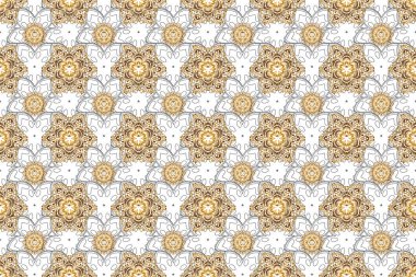 Kusursuz soyut desen ve arka planda altın tekrarlayan elementler. Ve altın desen. Oriental raster klasik desen.