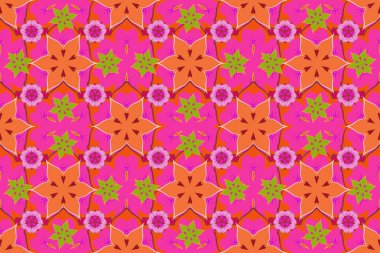 Stilize süs. Tatil için mükemmel. Raster sim desenli, pembe, turuncu ve mor elementlerle desenli..