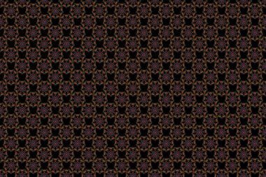 Turuncu, pembe ve sarı soyut çiçek süsü, soyut dekoratif elementlerin kusursuz deseni.