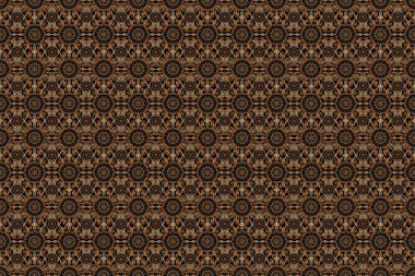 Raster illüstrasyonu. Tasarım, tekstil ya da kumaş için turuncu renkli Raster dikişsiz çiçek deseni.