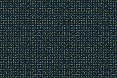 Mavi arka planda el yapımı altın elementler. Klasik dikişsiz çiçek deseni. Kumaş, tekstil, iç dekorasyon.