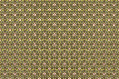 İslami raster tasarımı. Tekstil baskısı, baskı ya da kumaş için doğu süsü. Bej, yeşil ve gri renklerde pürüzsüz desen.