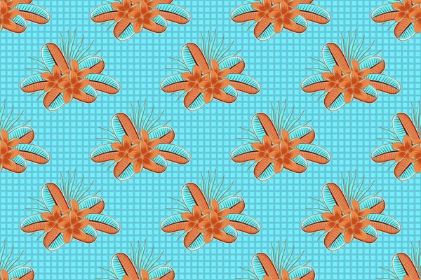 Nahtloses Muster Abstrater Blüten Roten Blauen Und Orangefarbenen Farben Illustration — Stockfoto