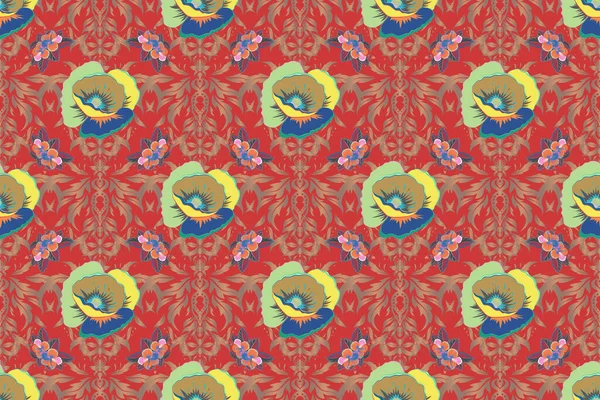 Floraler Hintergrund Nahtloses Rastermuster Roten Orangen Und Rosa Farben Mit — Stockfoto