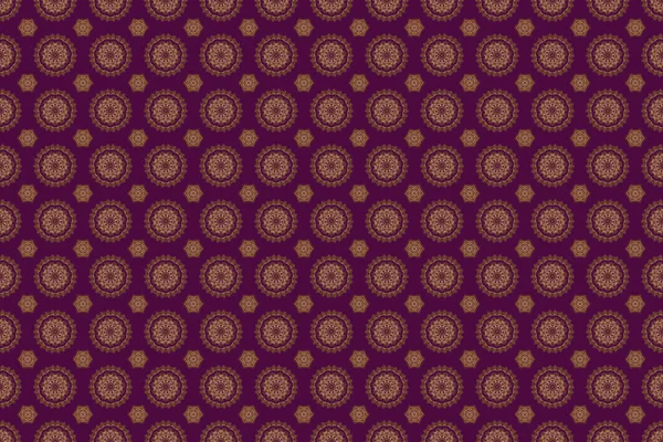 Imprimé Textile Violet Doré Motif Sans Couture Ornement Oriental Carreaux — Photo