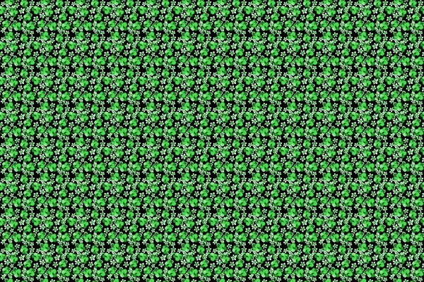 Raster Hibiskusblüte Nahtloses Muster Grünen Farben Auf Schwarzem Hintergrund — Stockfoto