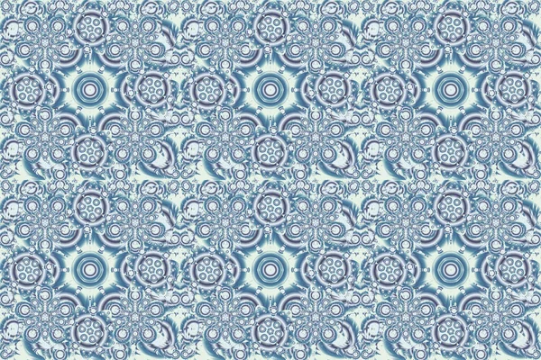 Mooie Raster Handgetekende Illustratie Elegant Blauw Violet Beige Naadloos Patroon — Stockfoto