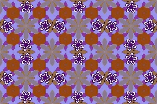 Seamless pattern with cute damask ornament. Pattern for wallpapers, backgrounds, flyers or wrapping paper. Seamless raster blue, purple and violet ornament in arabian style.