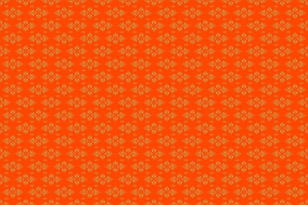 Золотой Узор Оранжевом Фоне Роскошный Золотой Бесшовный Рисунок Абстрактными Растровыми — стоковое фото